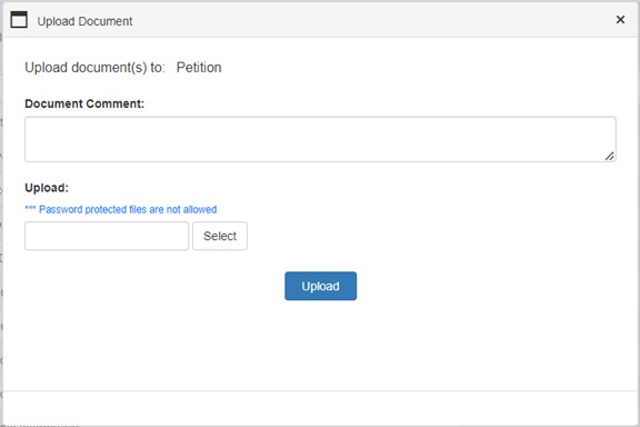 Upload Document window Upload Document window